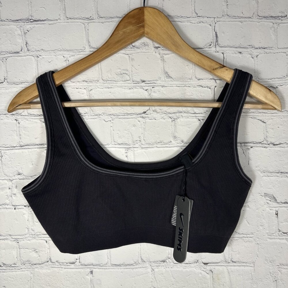 Black Ribbed Sports Bra with Tag - Nike Style